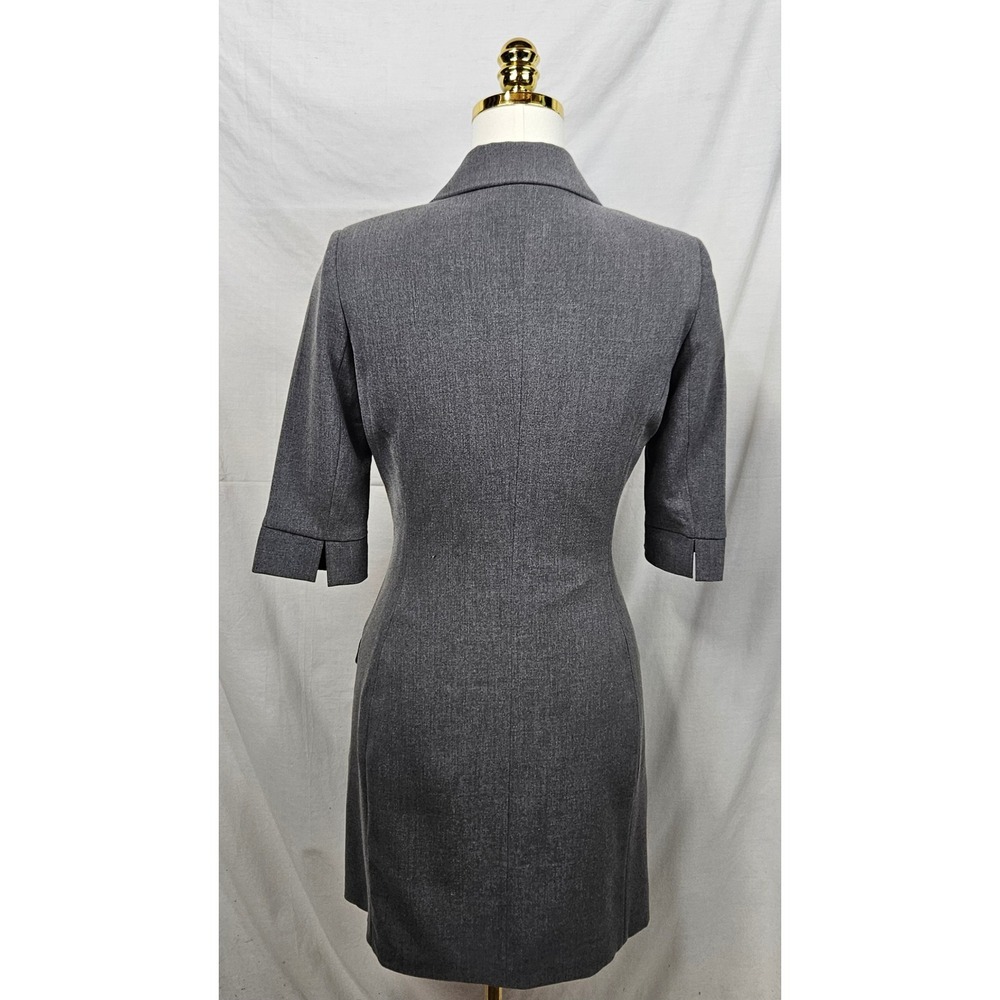 Venus Gray Double Breasted Blazer Dress Short Sleeve Tailored Career Mini Sz 2 - Picture 2 of 6